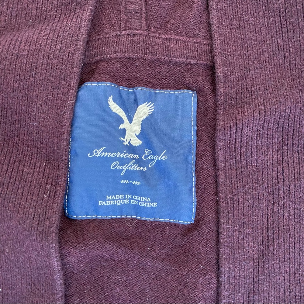 American Eagle Plum Button Up Hooded Cardigan - Picture 3 of 5